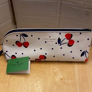 kate spade Cherry Dot pencil case Pouch NWT w eraser ruler sharpener w callout